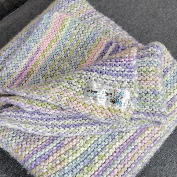 Project Linus Crochet Baby Blanket Throw Multicolored Handmade Hand Knit Afghan - Picture 7 of 8